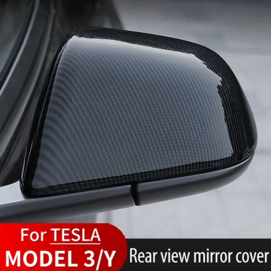 

Car Rearview Mirror Covers for Tesla Model 3 Highland Model Y 2021-2025 Carbon Fiber Trim Shell ABS Side View Mirror Cover part