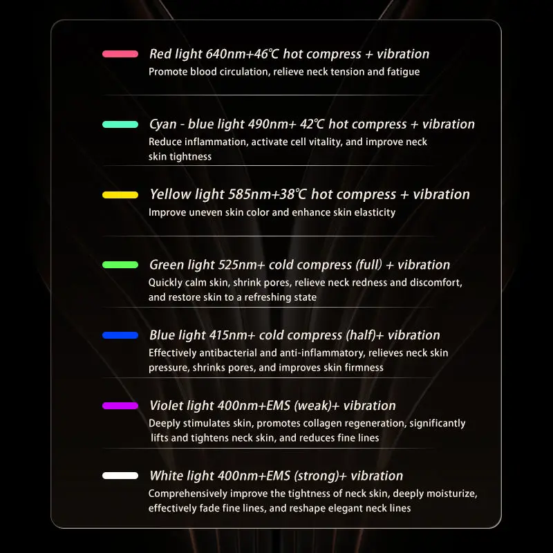 High Frequency Face Neck Lifting Massager E m s Anti-wrinkle Beauty 7 Color Red Light Therapy Microcurrent Facial Lifting Device