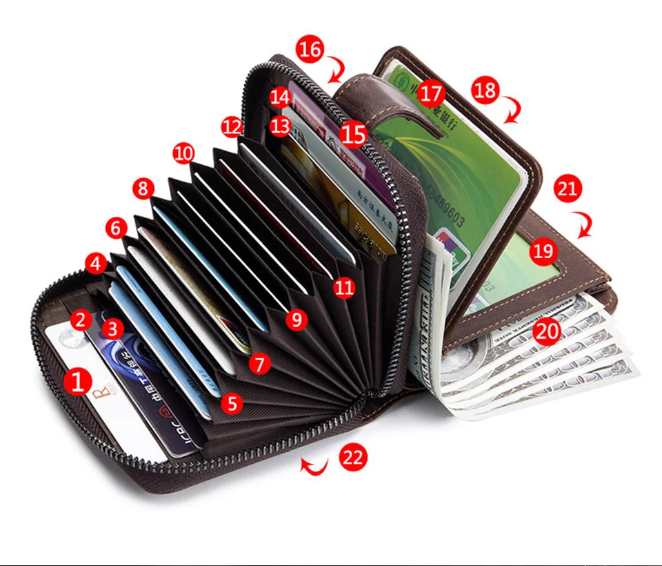 BULLCAPTAIN Business Männer Geldbörse Aus Echtem Leder Geldbörse Multi-Funktion Visitenkarte Halter Kleine Karte Box Leder Geldbörse Mann – Detail 10