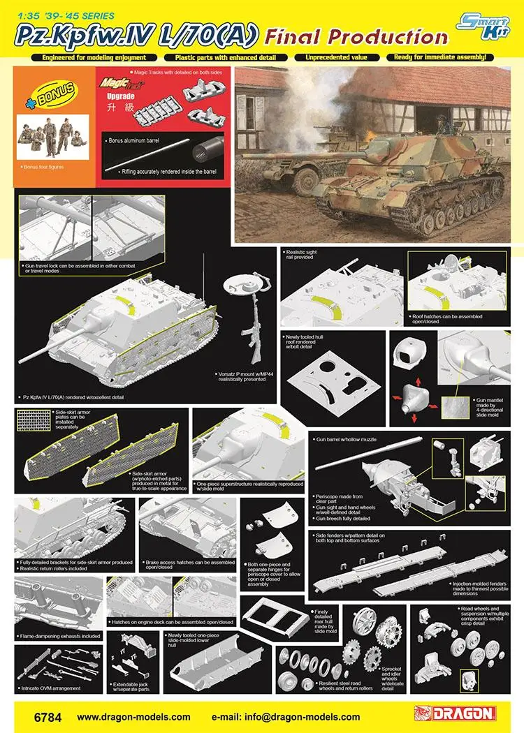 

Dragon 6784 1/35 Scale Pz.Kpfw.IV L/70(A) Final Production w/Magic Tracks & Tank Crew Figure Model Kit