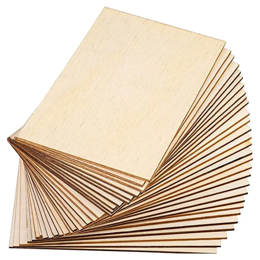 

60Pcs Unfinished Rectangular Wood Boards Smooth Surface DIY Craft Pieces for Painting Drawing Wooden Cutouts Home Decoration