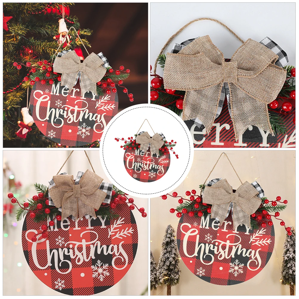 

1 Pc Red Berries Door Hanging Festival Doorplate Wooden Merry Christmas Sign Decorative Welcome Board Home Shop Holiday Decor