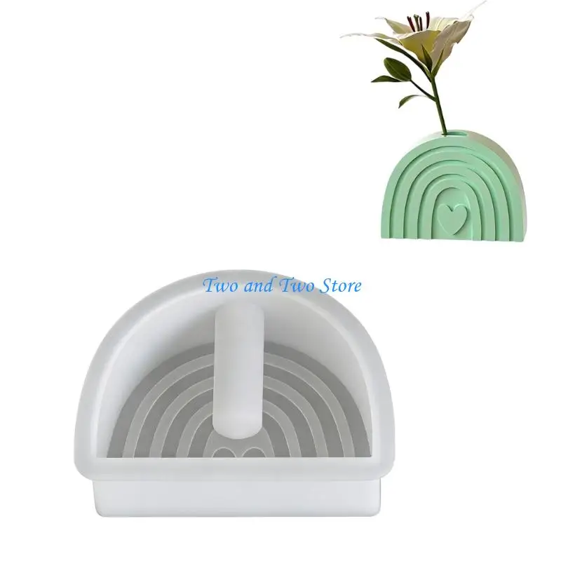 HX6F Heart Flower Rainbow Arch Vase Silicone Mold Flower Display Holder Mold For DIY Resin Crafting And Home Decors