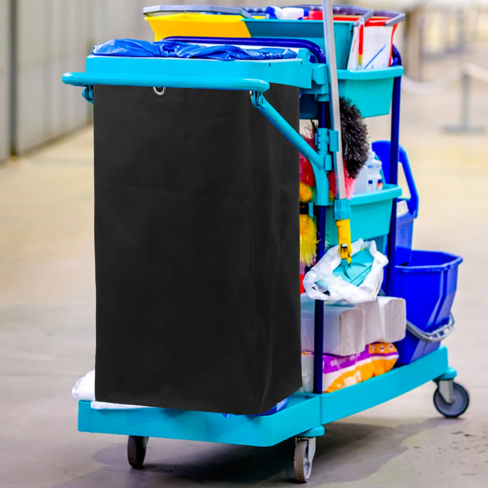 

Housekeeping Cleaning Cart Bag Replacement Large Capacity Heavy Duty Oxford Fabric Janitorial Cart Garbage Storage Organizer