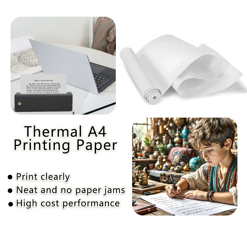 A4 Thermal Paper Printer Paper for Portable Printer Compatible with M08F-Letter M08F M832 M833 M834 M835 M836