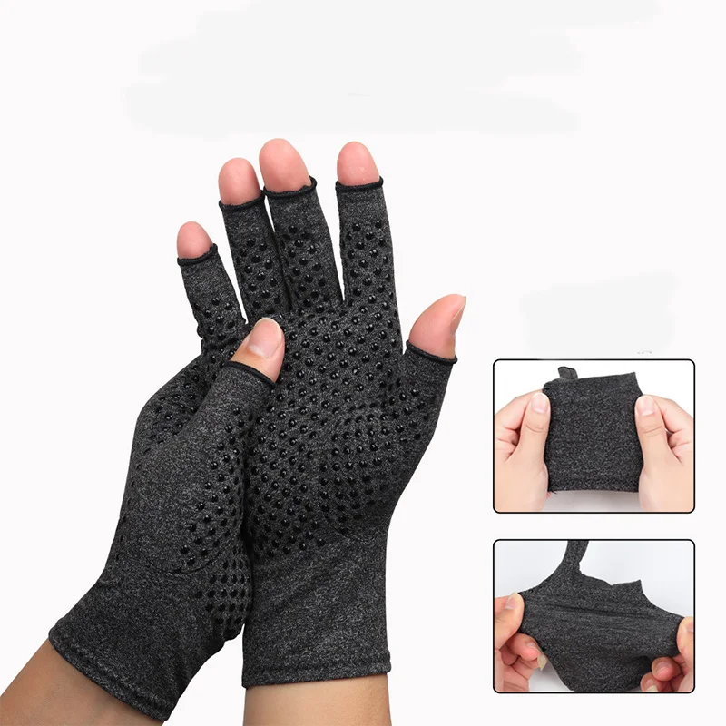 【Hot sales】Adhesive Black Gloves Protective Half Finger Cycling Anti-slip Sports Outdoor Fitness Cycling Gloves