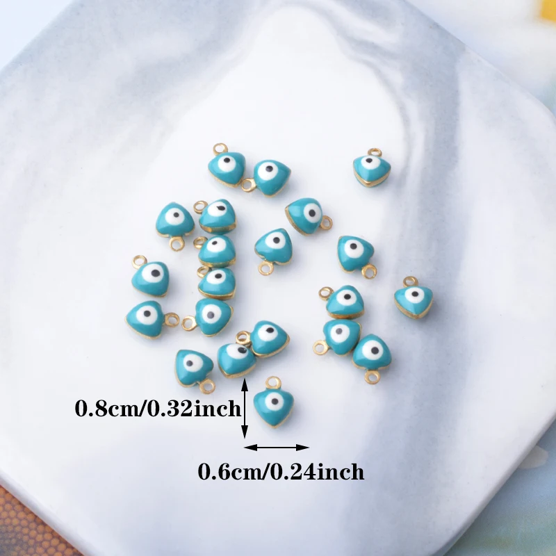 30 Stück beidseitig emaillierte Herz-Auge-Anhänger, Mini-Anhänger für die Schmuckherstellung, Armbänder, Ohrringe, Halsketten, Armbänder – Detail 4