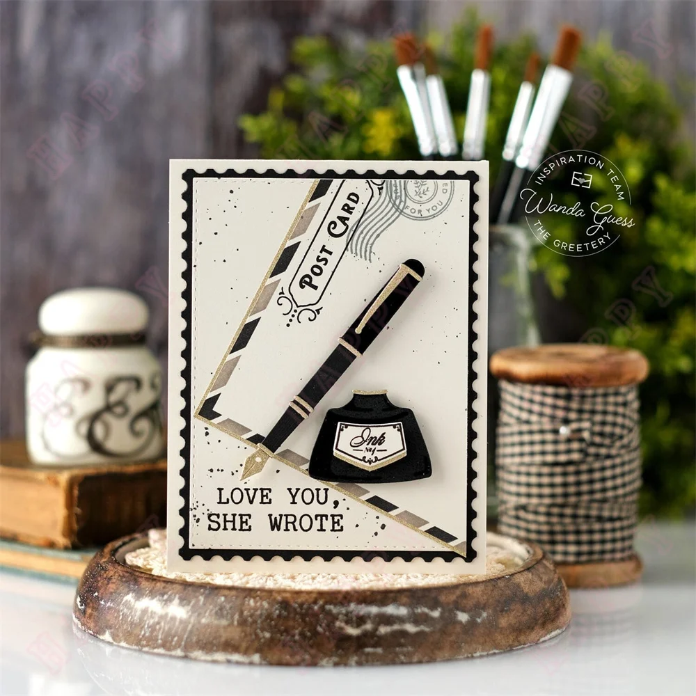 Valentine Tag Stamps Metal Cutting Dies Stencil Embossing Scrapbook Paper Template Decoration Pen Pal Typed Greetings Postcard