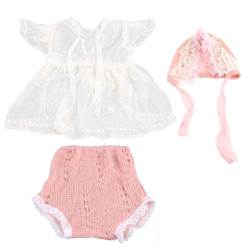 Newborn Photography Props Hat Set Jammies Pajamas DIY Photograph Studio Accessories Lace Handmade Dropshipping