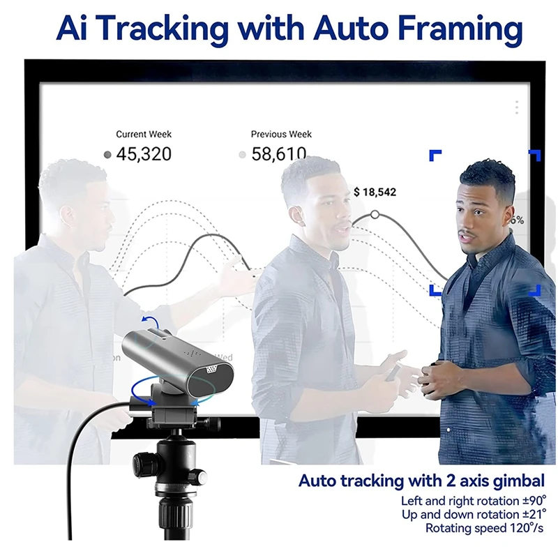 2K Webcam With Intelligent Sensor AI Auto Tracking Zoom Computer Camera Fit For Youtube Gaming Conference