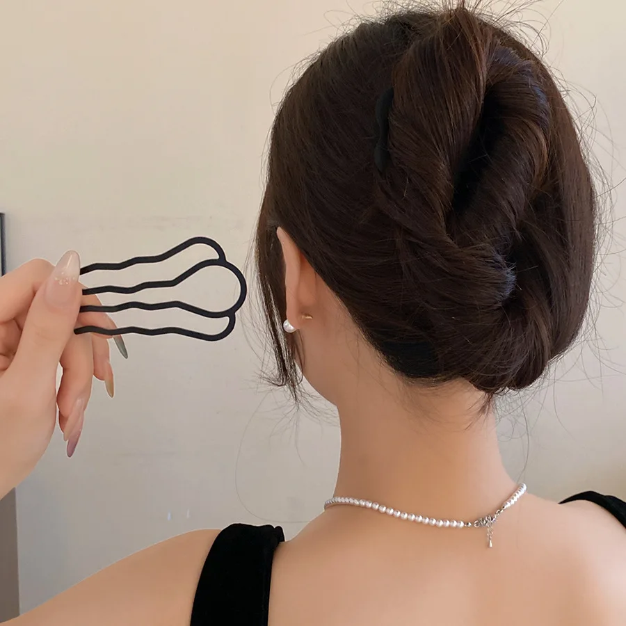 Pettini forchetta per capelli a forma di U in metallo Semplice parte posteriore della testa Clip per capelli Pettini laterali per capelli Updo Bastoni per capelli Strumento per lo styling dei capelli Ornamento Z