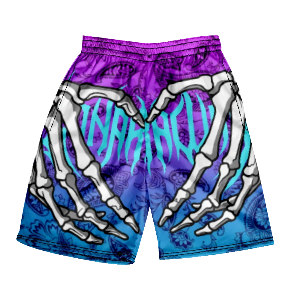 

2026 Summer Classic Skull Beach Short Pants New Fashion Skeleton Hand Print Men Women Gym Shorts Quick Drying Trunks Ice Shorts