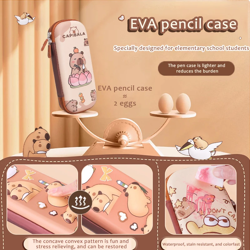 3D Capybara Pencil Case Drop Resistant Student School Supplies Large Capacity Multifunctiona Pen Pouch Stationery