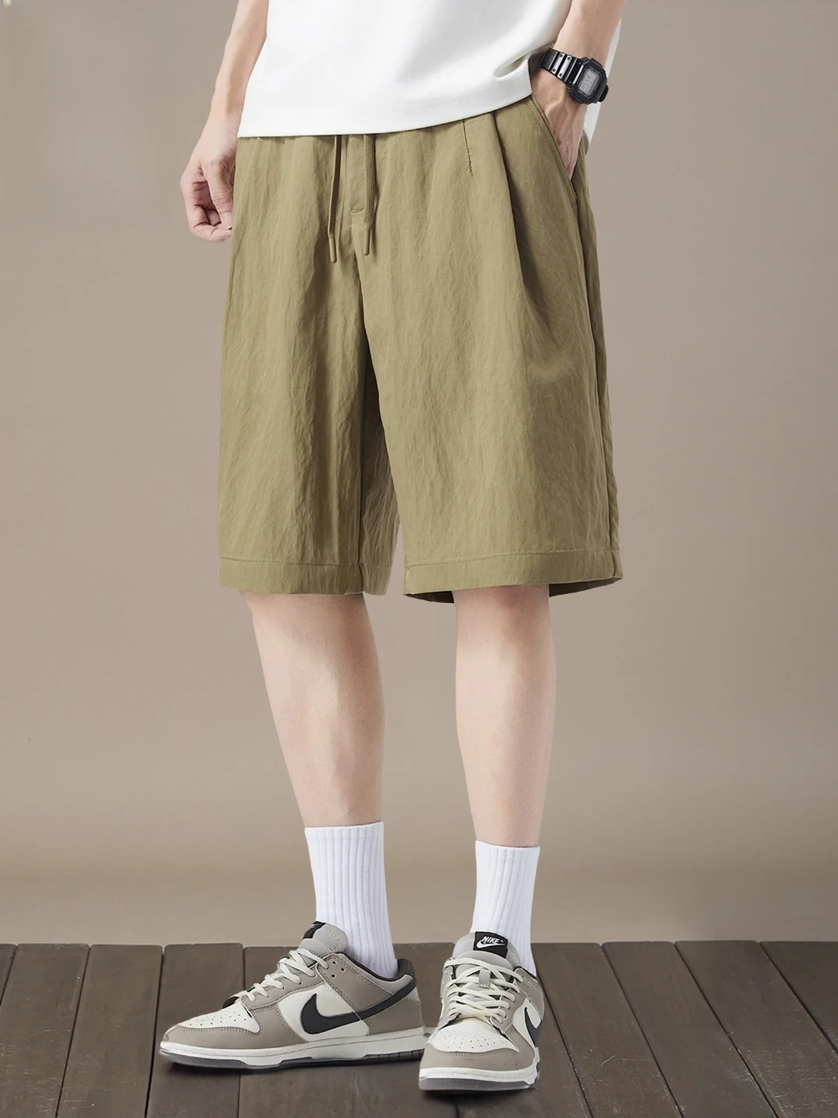 

Lyocell Ice Cool Sensation Men's orts Summer Loose Straight Cut Casual Five-Quarter Length Breathable Comfortable