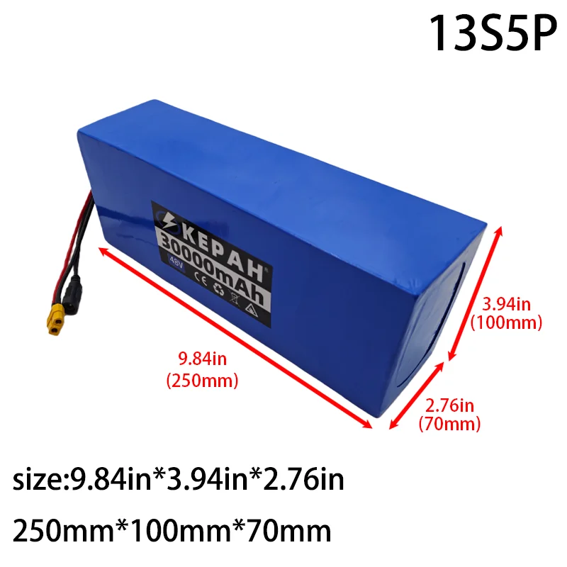 13S5P 48V 30Ah Rechargeable Lithium Battery Pack 18650 3000W,For Electric bicycles Motorized Scooter Backup Solar Power Storage