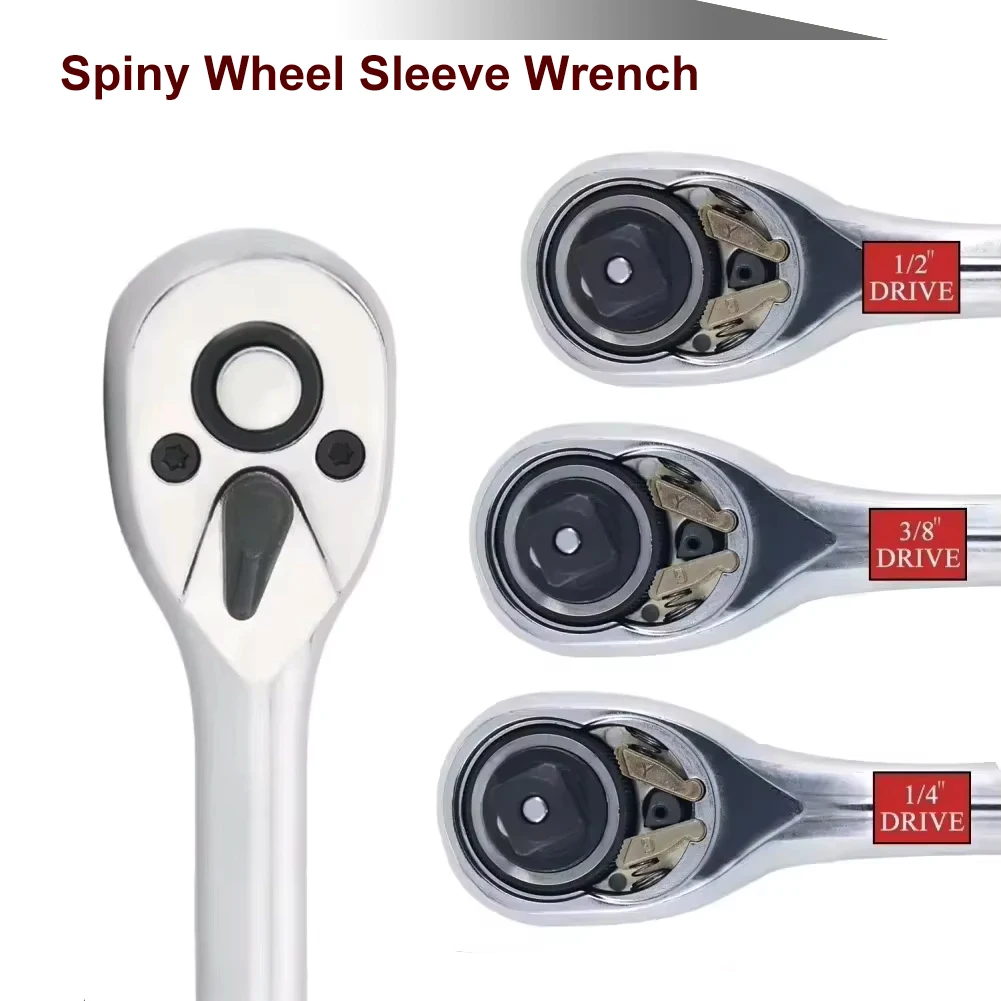 1/4'' 3/8'' 1/2'' Drive Reversible Ratchet Wrench - 24Tooth Quick Release Socket Tool for Automotive Nut Mechanical Hand Repair