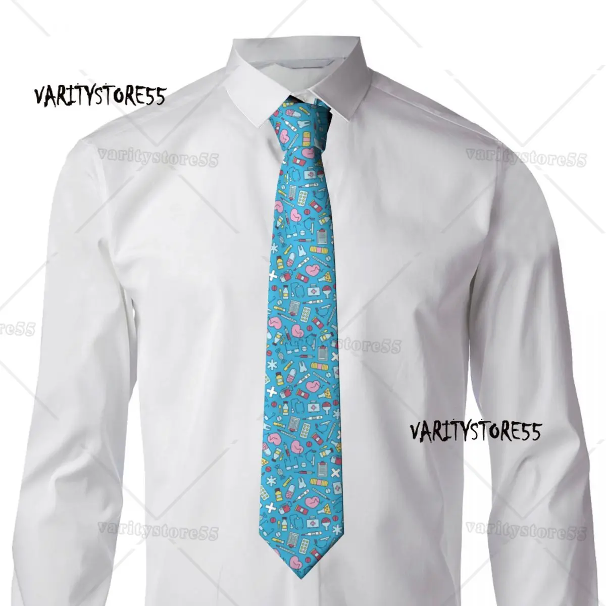 Custom Nurse Pattern Tie Men Formal Doctor Nurse Silk Business Necktie