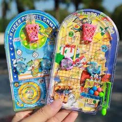 Classic Toys Games Vintage Mini Pinball Machine Interactive Toy Portable Cute Pattern Board Game Pinball Machine for Kids