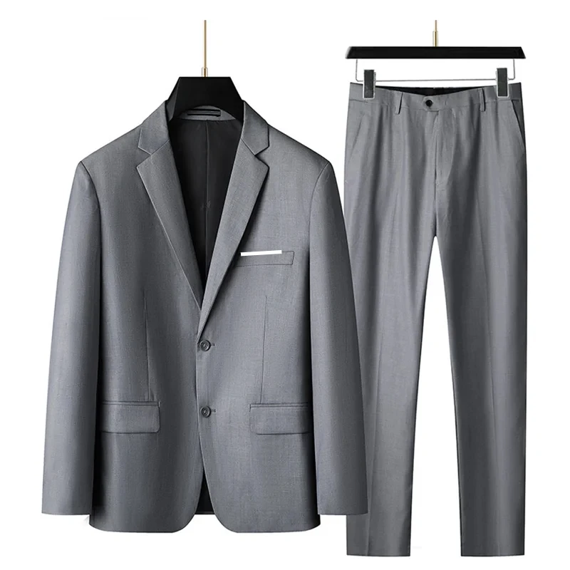 

Men's Business Casual Wedding Suit Solid Color Trendy Orange Two-Piece Set Stylish Handsome Suit and Trousers