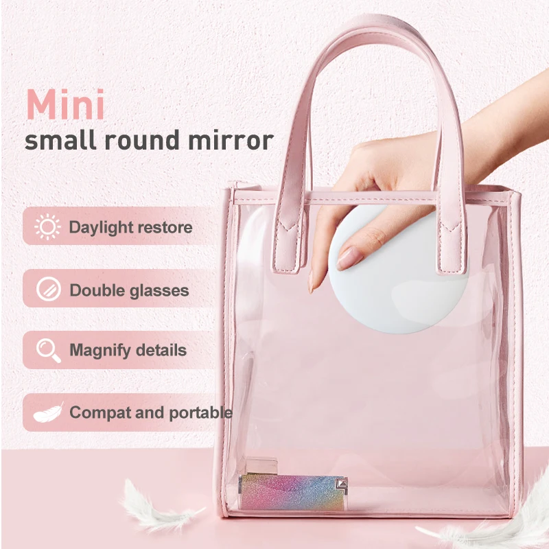 Portable Mirror Manufacturer Cosmetic Mirror Usb Led Vanity Magnify Round Hand Held Makeup Mirror with Led Light