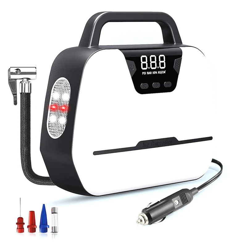 

Air Compressor Tire Inflator Dual-Use Portable Air Compressor With Emergency Light Pressure Gauge Tire Inflator ,EU Plug