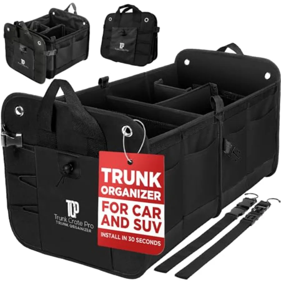 

Trunk Organizer For Car Suv Truck Premium Adjustable Multi Compartments Collapsible Car Trunk Organizer With Securing Straps an