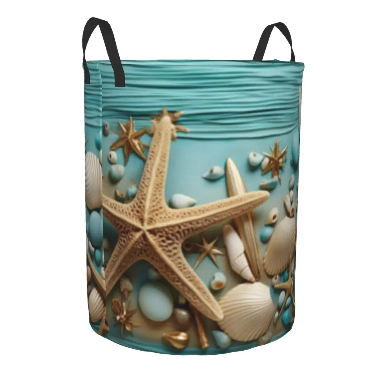 Laundry Basket Aquatic Starfish Seashell Folding Dirty Clothes Toys Storage Bucket Household