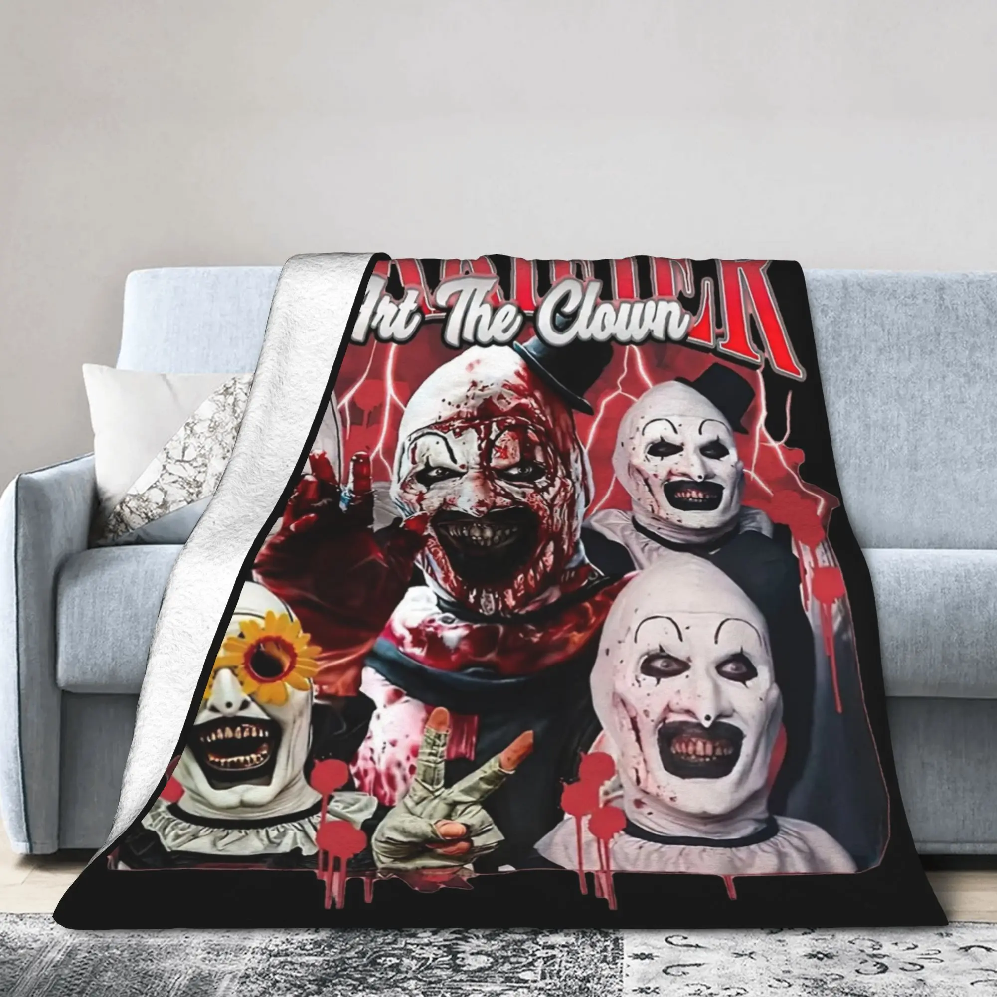 Terrifier Art The Clown Blanket Flannel Spring/Autumn  Multi-function Ultra-Soft Throw Blanket for Home Office Bedding Throws