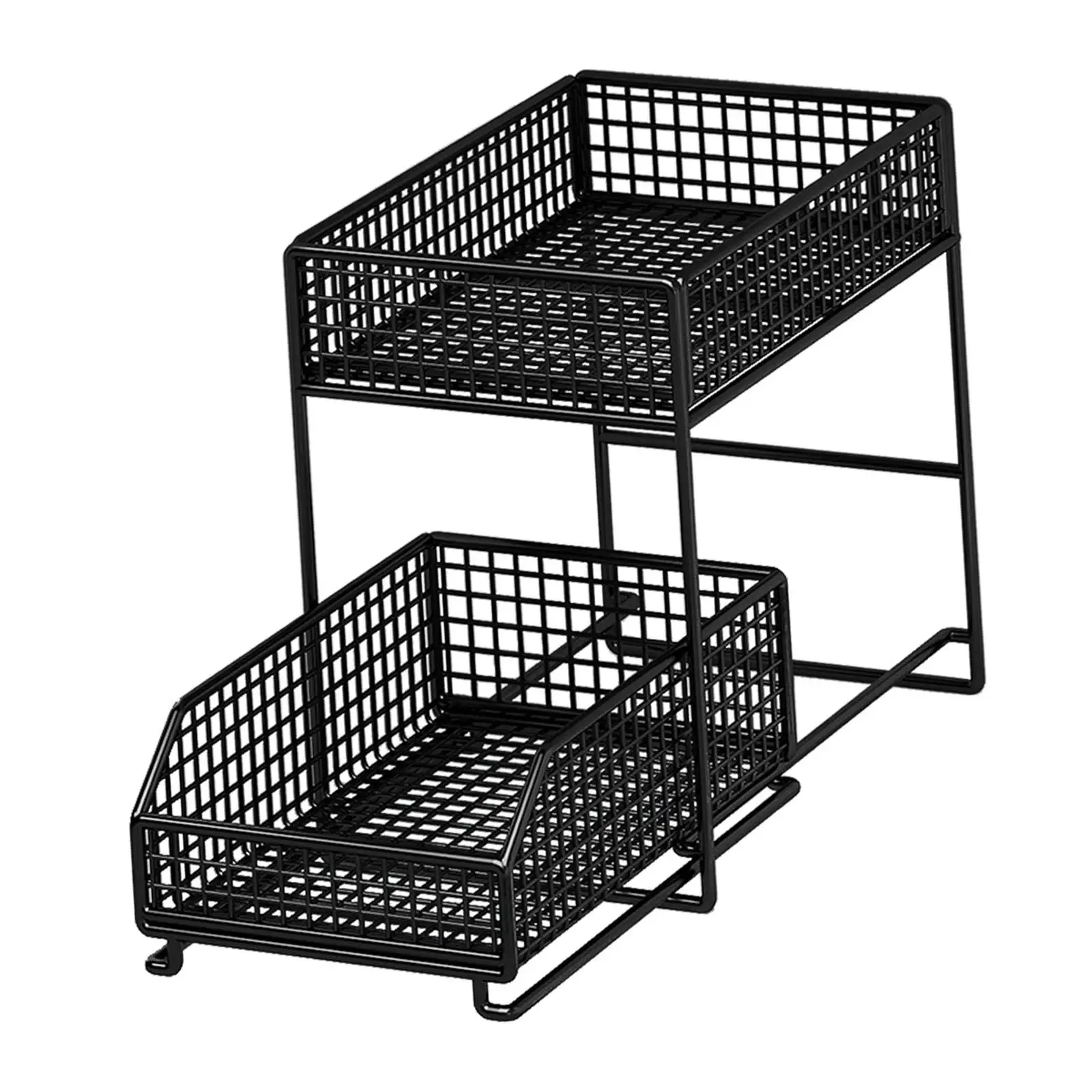 2 Tier Under Sink Organizer Metal Kitchen Cabinet Organizer Sliding Cabinet Basket for Kitchen Cabinet Bathroom Home Countertop