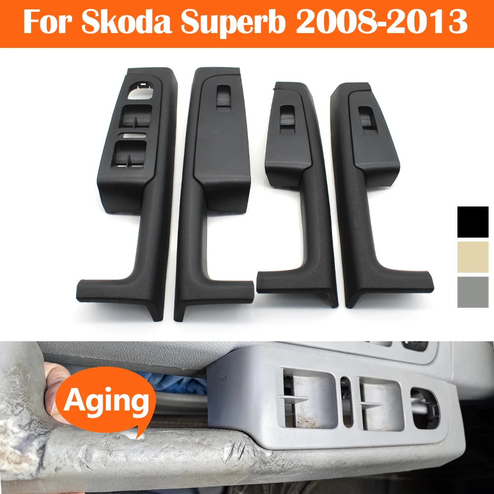 2PCS/4PCS Car Front Rear Door Handle Armrest Frame Switch Control Panel Trim Replacement For Skoda Superb 2008-2013 3TD867157