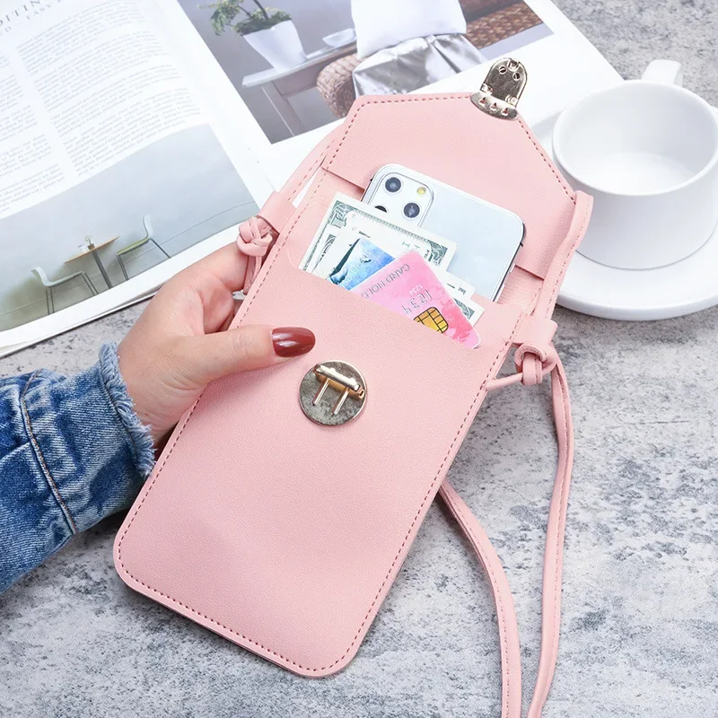 Retro Fashion Touch Screen Phone Bag PU Leather Crossbody Small Purse Designer Leisure Shoulder Bag Mini Women\'s Messenger Bag