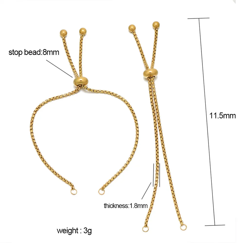 3Pcs Edelstahl Einstellbare Slider Kette Armband Anschlüsse für Schmuck Machen DIY Loops Stecker Anhänger Armband