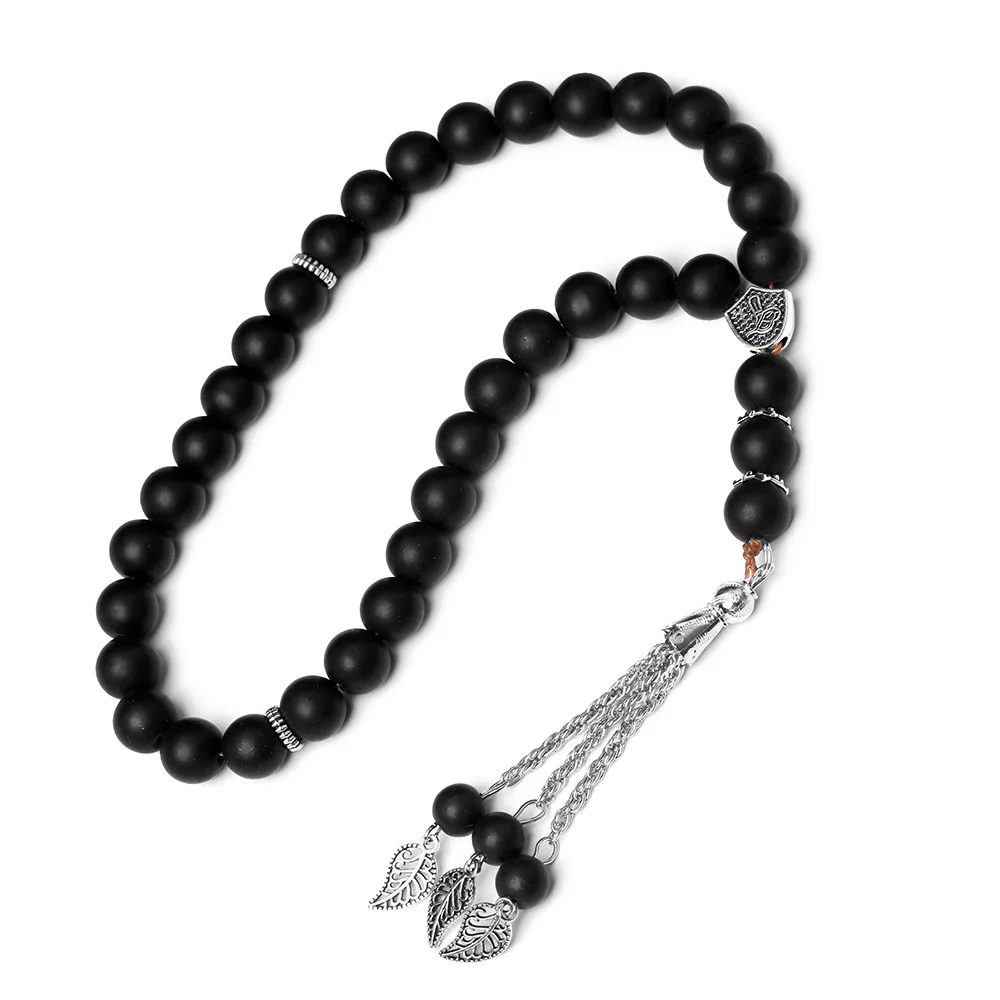 Muslim Prayer Beads religious Handcrafted 10mm Black Frosted Crystal 33-Bead TASBIH Islamic Prayer Beads sold jewelry