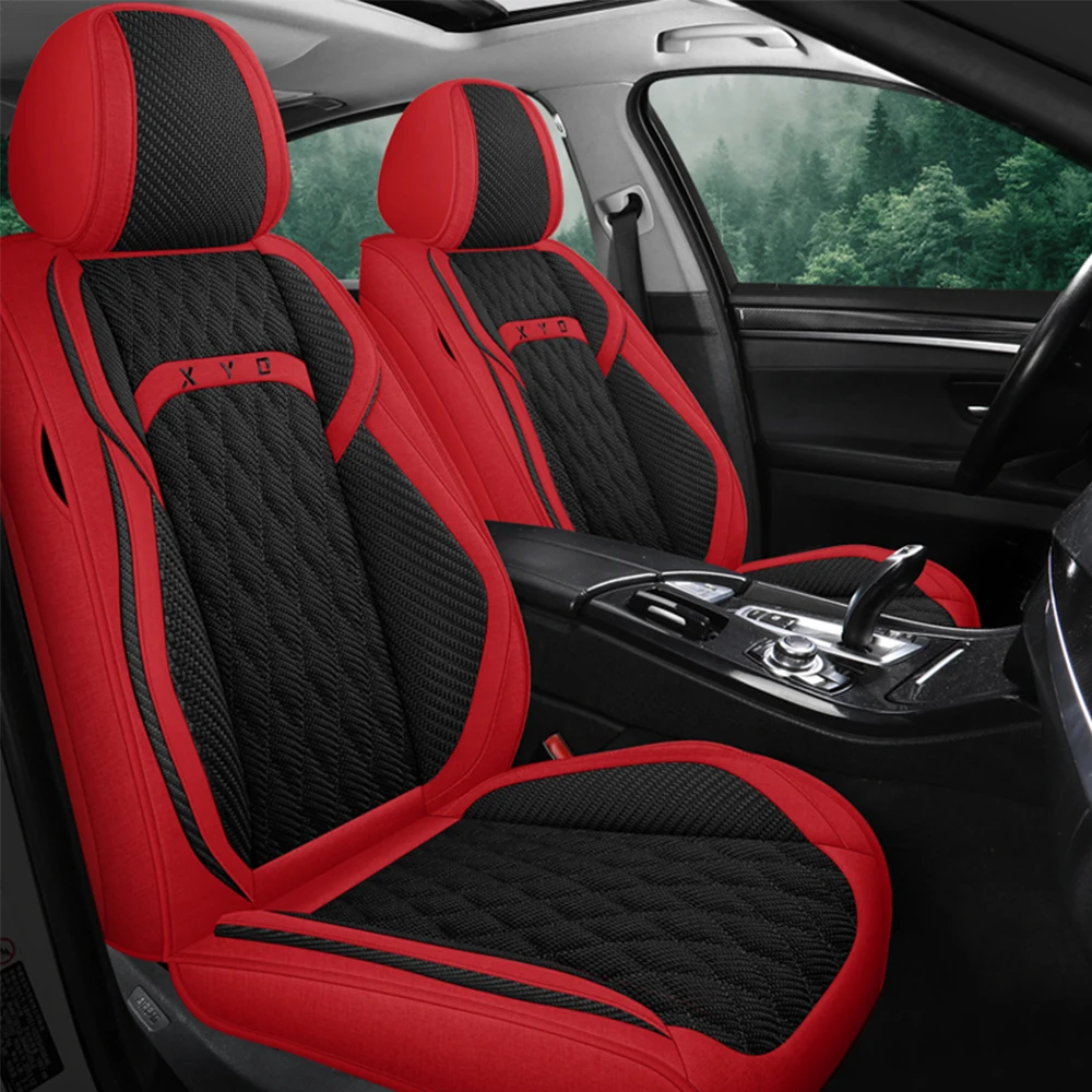 Black Red Linen Car Seat Covers for Audi A4 B8 B6 B7 Avant A3 8P A5 Sportback Q2 Q3 A7 Q7 4L 100 C4 A6 4F C7 C5 Auto Accessories