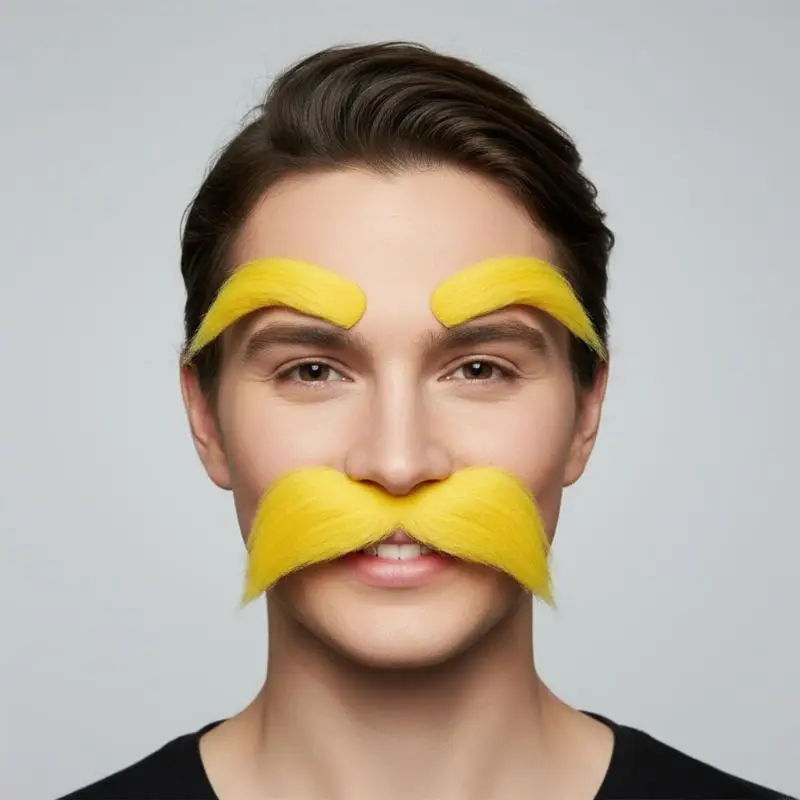 3Set Fake Beard Mustache and Eyebrows Novelties Realistic False Facials Hair Cosplay Halloween Costume Accessories