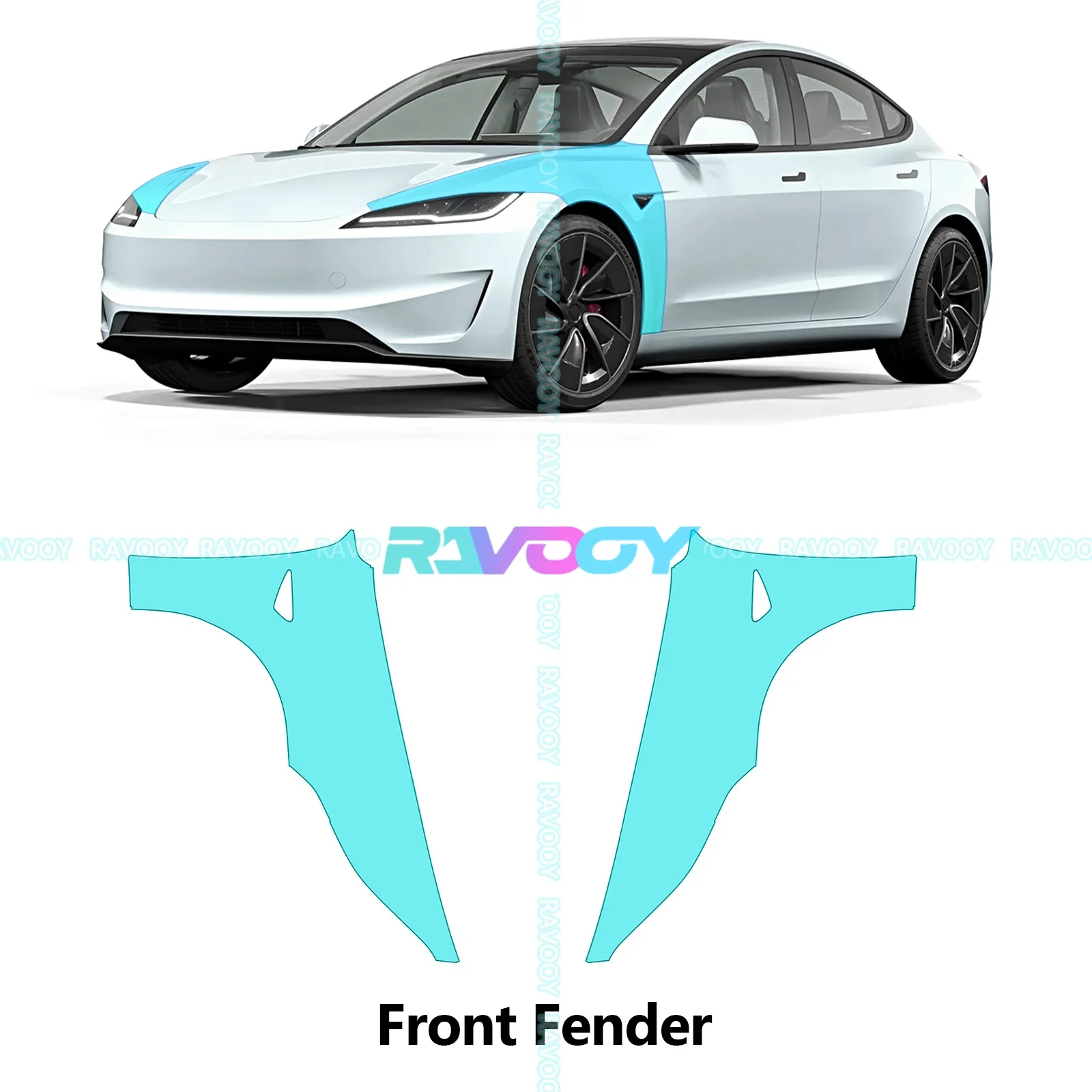 Voor Tesla Model 3 Prestaties 2024-2025 Voorgesneden Verfbeschermingsfilm Volledig voertuig Antikras Exterieur TPU PPF Heldere koplampen