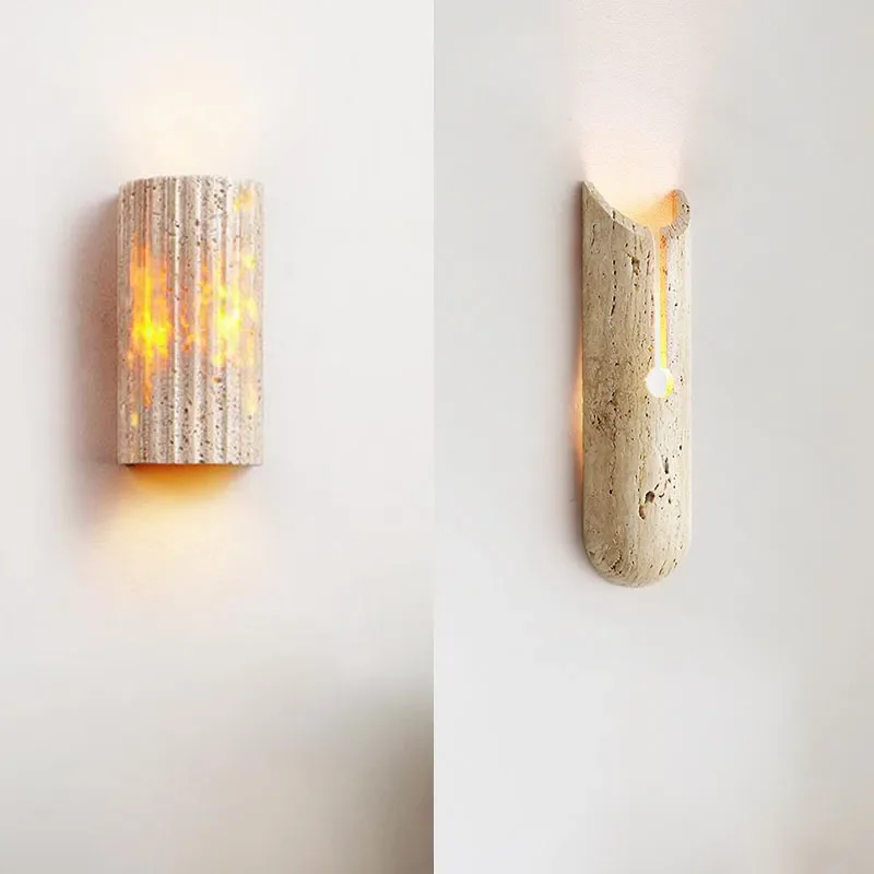 for Yellow Travertine Outdoor Wall Lamp Retro Courtyard Entrance Waterproof Stair Light Creative Balcony Aisle Atmosphere