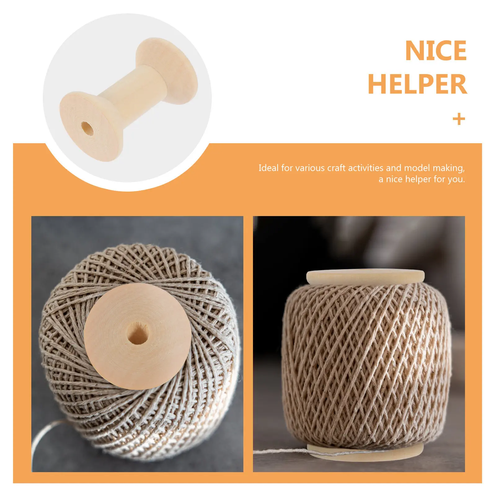 5Pcs Wooden Thread Spools Premium Natural Wood Sewing Supply for Crafts Dress Making Wire Twine Bobbin Storage DIY Craft Bobbins view 6