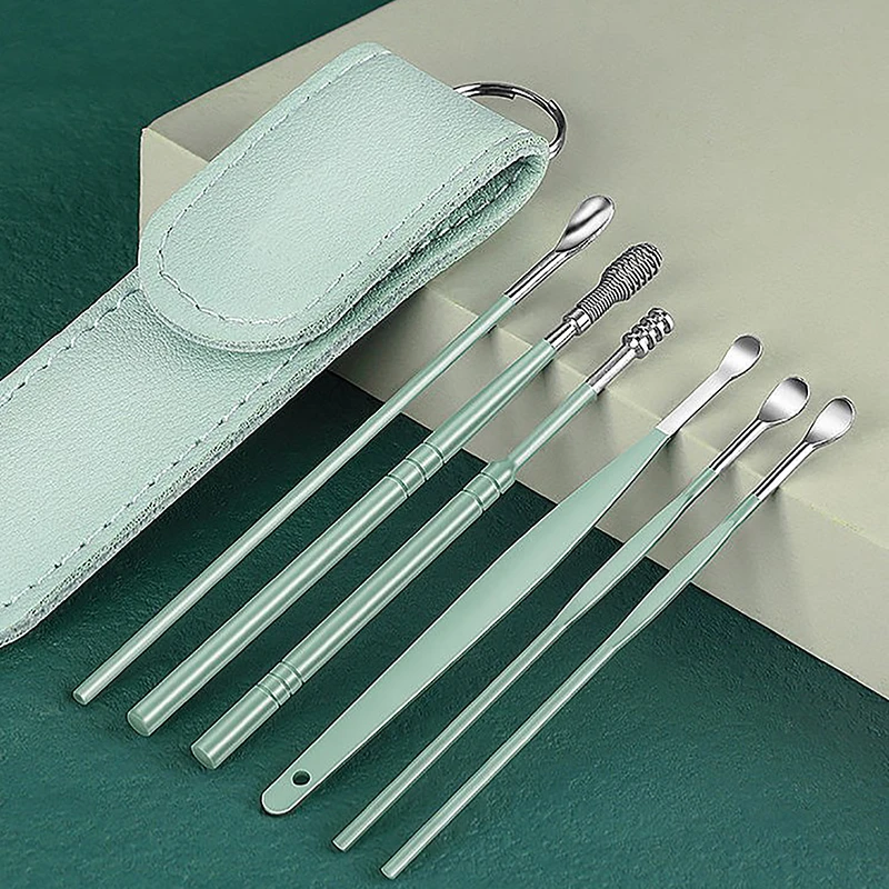 6PCS Ear Cleanser Spoon Health Care Earpick Ear Cleaner Wax Removal Tool Earpick Sticks Earwax Remover Curette Ear Pick Cleaning