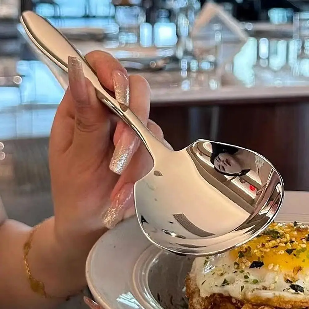 Cuchara de cocina pulida con espejo, juego de cuchara de fruta ergonómica de acero inoxidable con diseño pulido con espejo, Ideal para servir fácil