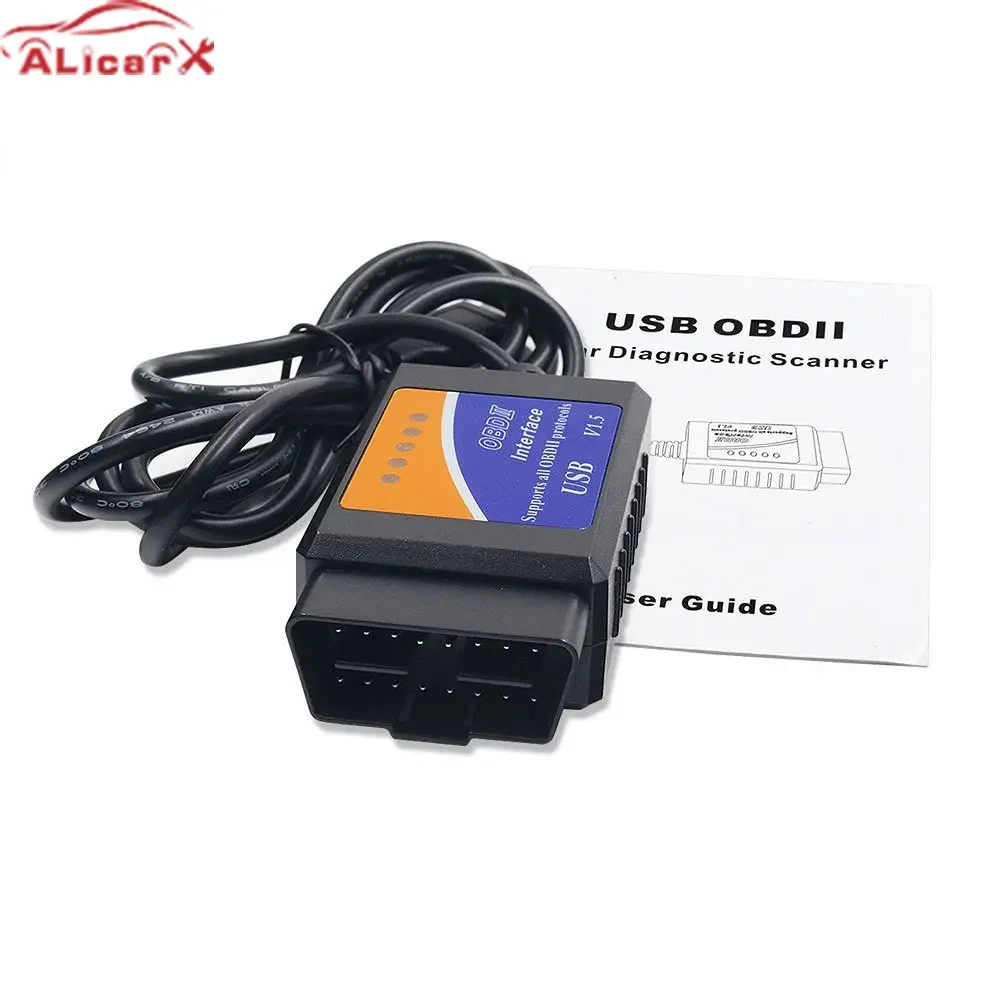 V1.5 USB ELM327 PIC18F25K80 Chip OBD2 Diagnostic Cable Auto Code Reader for Most OBD2 Protocols ELM 327 USB 25K80 car code clean