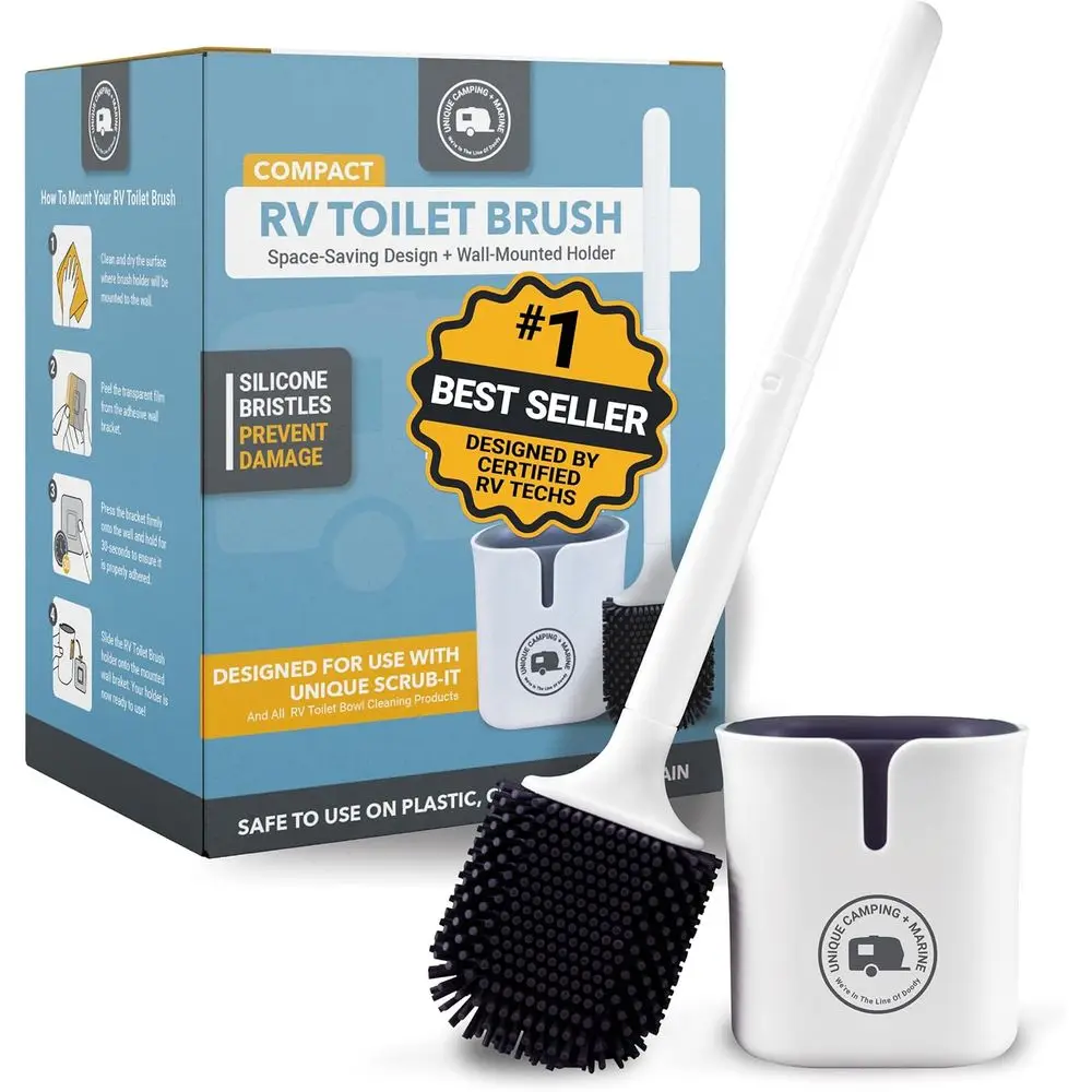 

Compact Silicone Toilet Brush with Wall-Mounted Holder for Easy Cleaning and No-Drip Storage