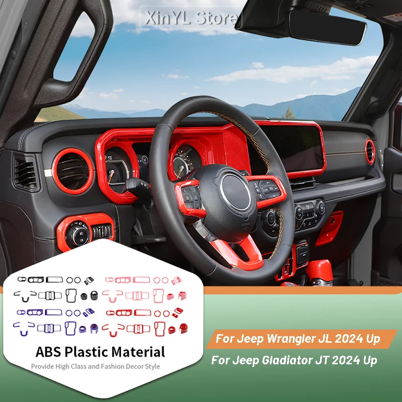 

14PCS Car Center Console Control Trim Panel Cover For Jeep Wrangler JL Gladiator JT 2024 Up ( Left Drive )Interior Accessories
