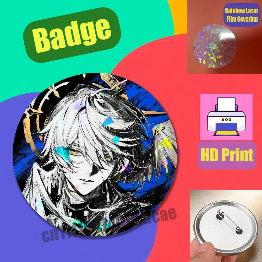 Custom Pin Insignia Emblem Round Button 58mm 44mm Laser Film For Sunday Honkai Star Rail Badge Cover