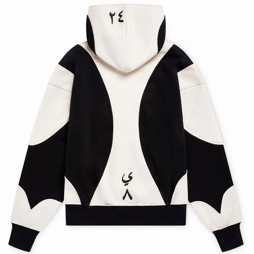 European and American Ins style autumn and winter color blocking splicing street casual cardigan zipper letter embroidery hooded