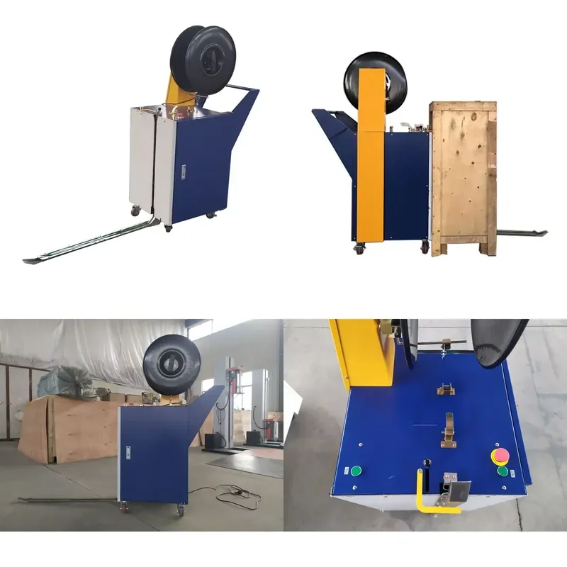 Mobile Semi Automatic Tray Strapping Machine with Arm for Pallet Packaging