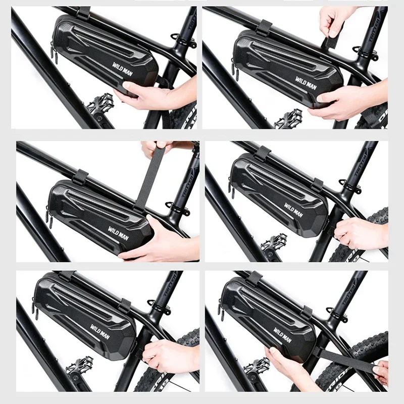 WILD MAN Bicycle Bag EVA Hard Shell Rainproof Bike Triangle Tool Bag  Reflective  Cycling Frame Bag  Mtb Accessories1.8L