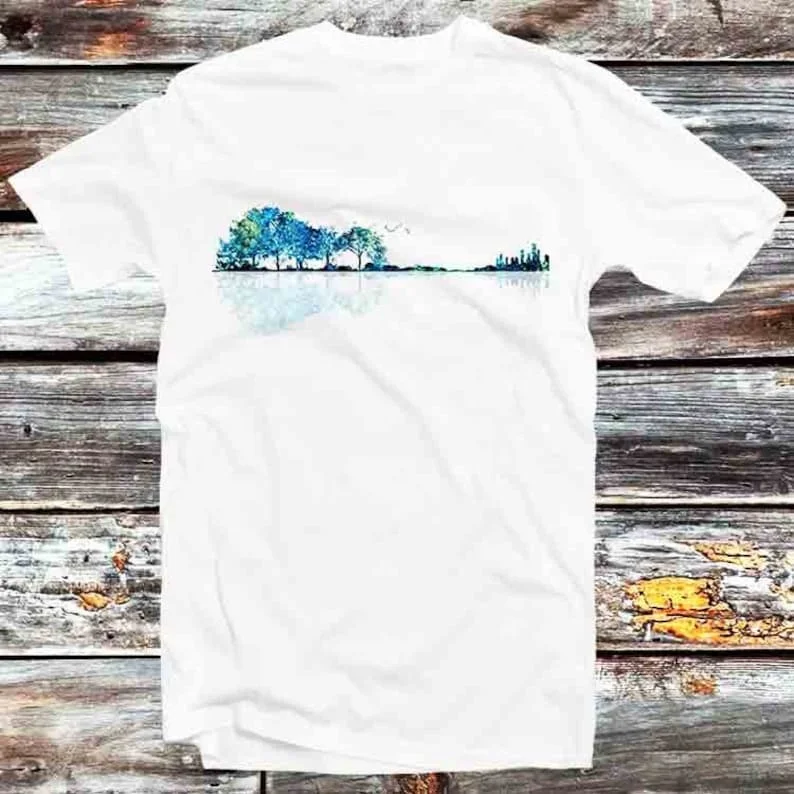 

Nature Guitar Watercolor Art Music T Shirt Vintage Retro Cool Gift Mens Womens Unisex Cartoon Anime Top Tee B848