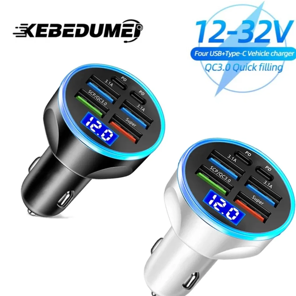 6 Port 66W USB Car Charger Type C Car Charger Fast Charging PD QC3.0 Phone Charger In Car for Car SUV Truck