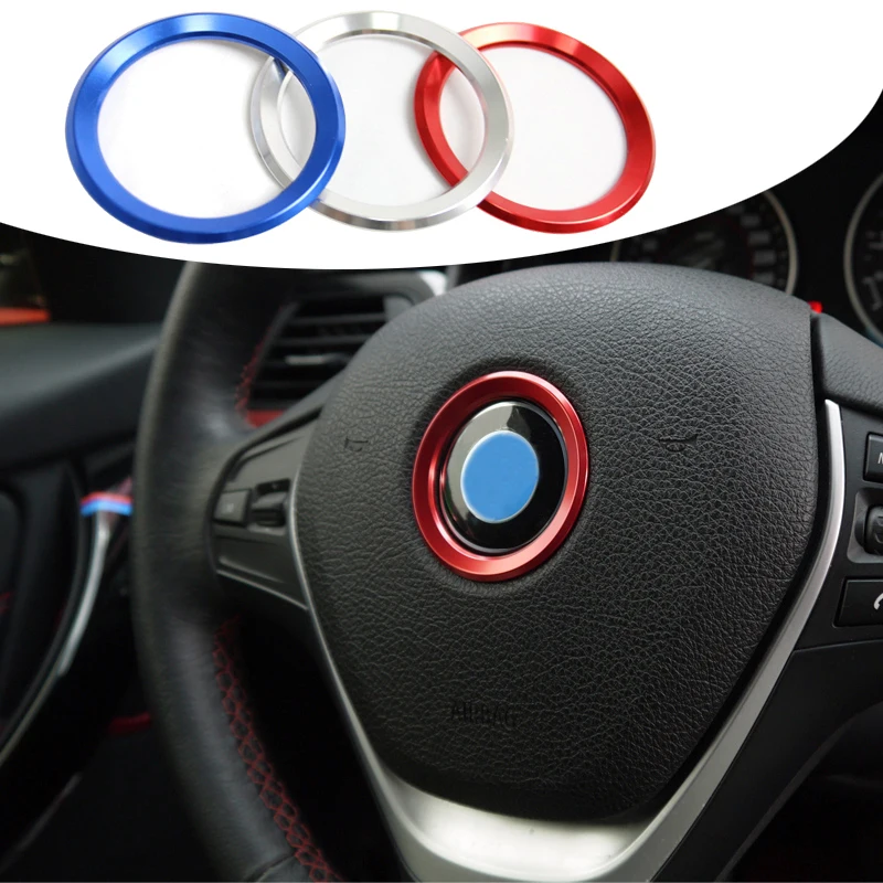 Blue/Red/Silver Car Steering Wheel Decoration Ring Auto Styling Circle Sticker For BMW M3 M5 E36 E46 E60 E90 E92 X1 F48 X3 X5 X6